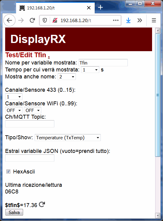 mostrare temperatura TXtemp